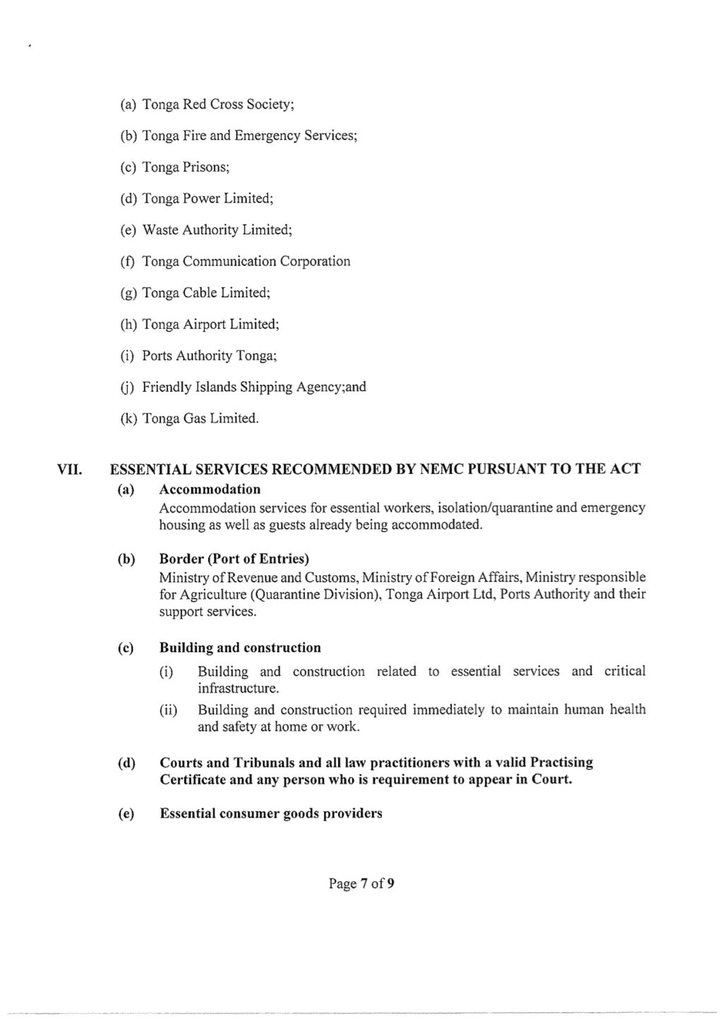 National COVID19 Lockdown Restrictions (Ha’apai Islands) Directions